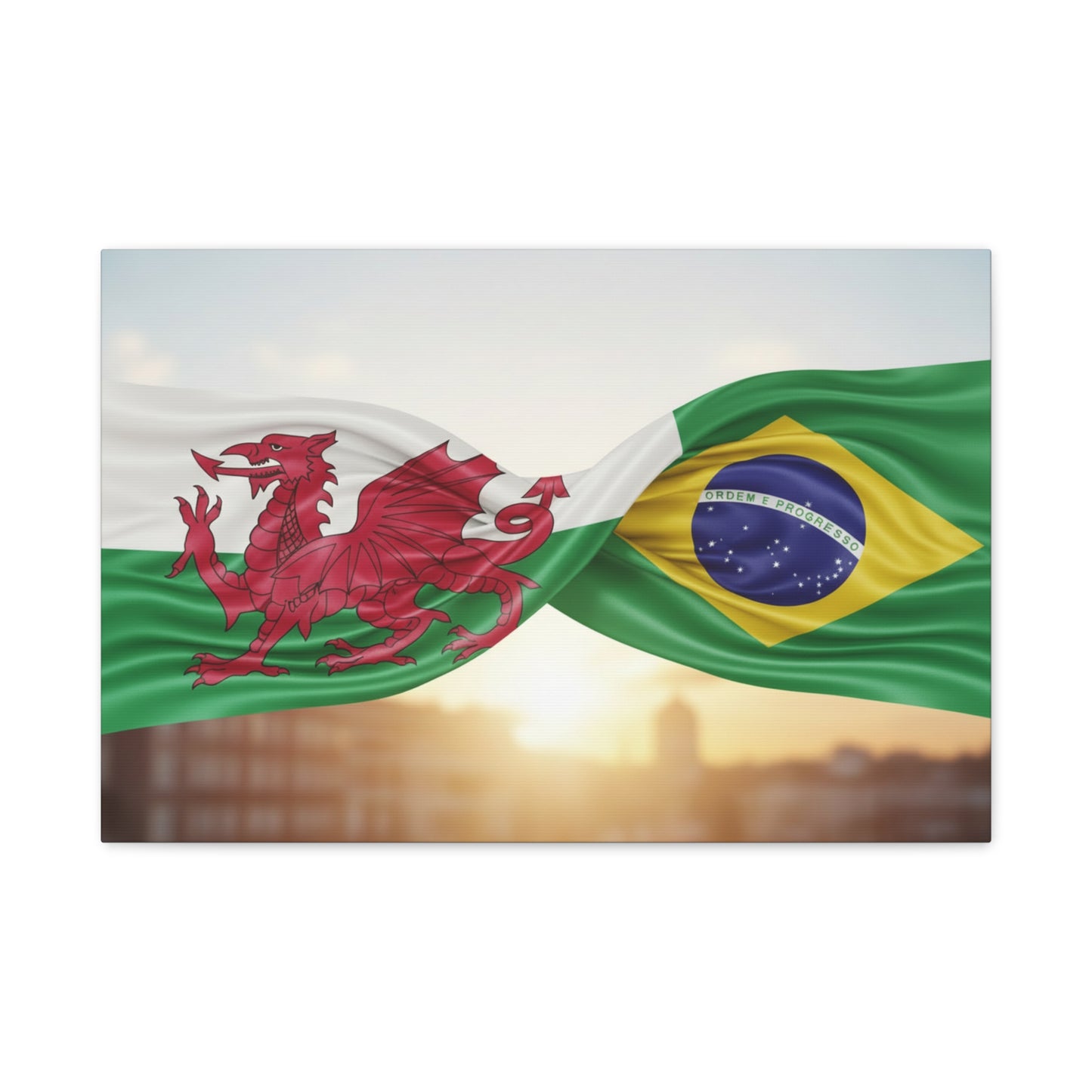 Wales × Brazil Flag Canvas Print — Stretched Matte Wall Art