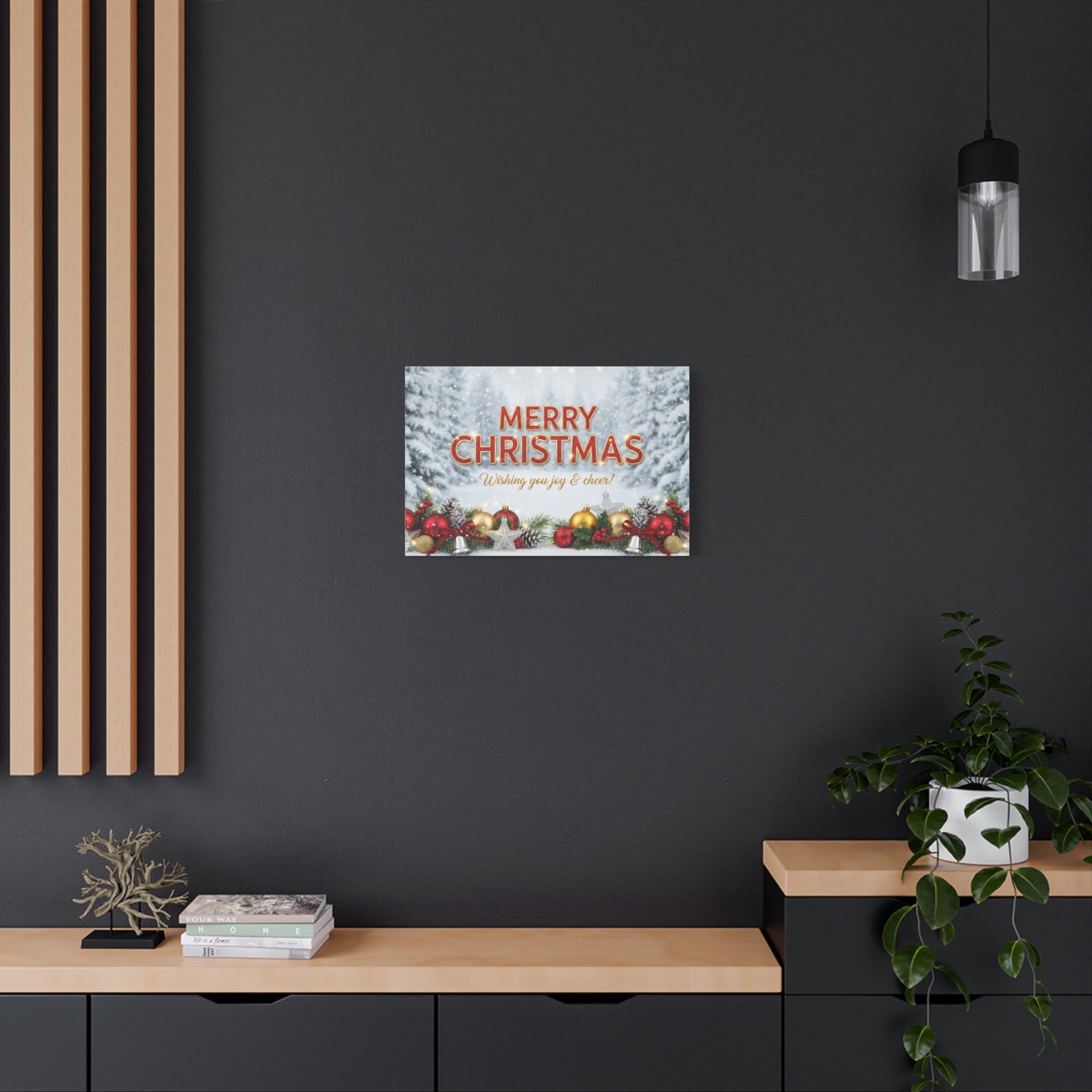 Christmas Canvas Wall Art — "Merry Christmas, Wishing You Joy & Cheer"