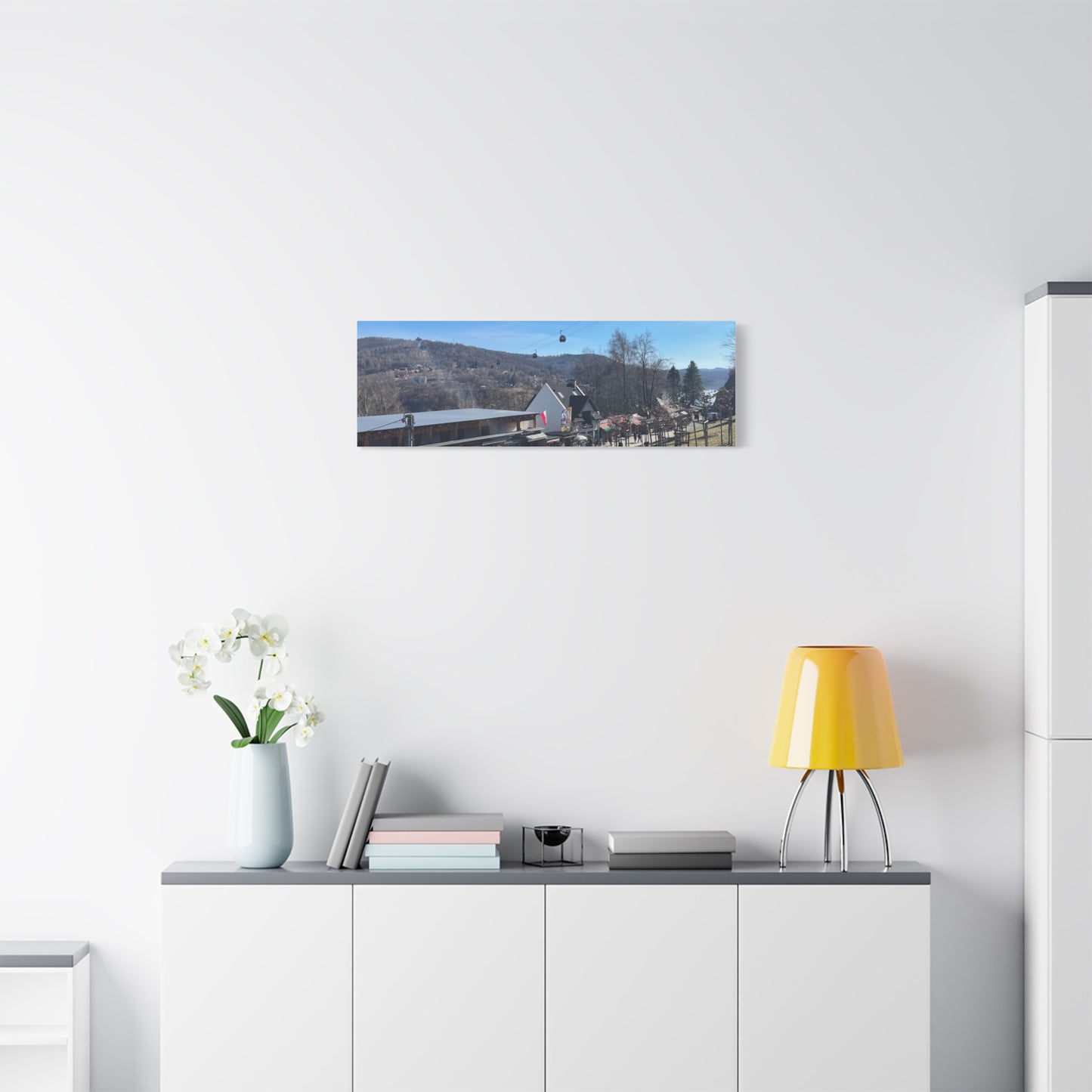Resort Gondola Matte Canvas Wall Art — Mountain Village Landscape Print