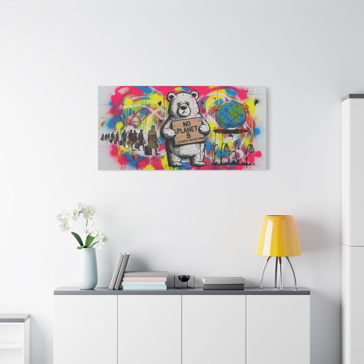 No Planet B Polar Bear Matte Canvas Wall Art — Climate Justice Stretched Canvas
