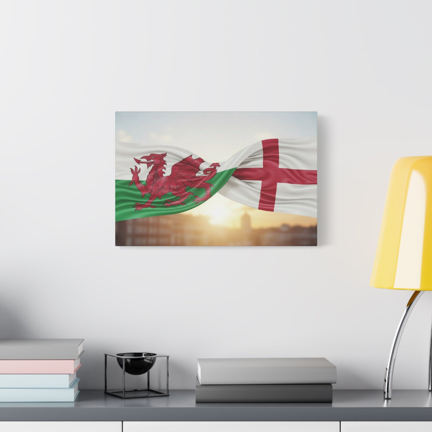 Welsh Dragon & St George Cross Matte Stretched Wall Art