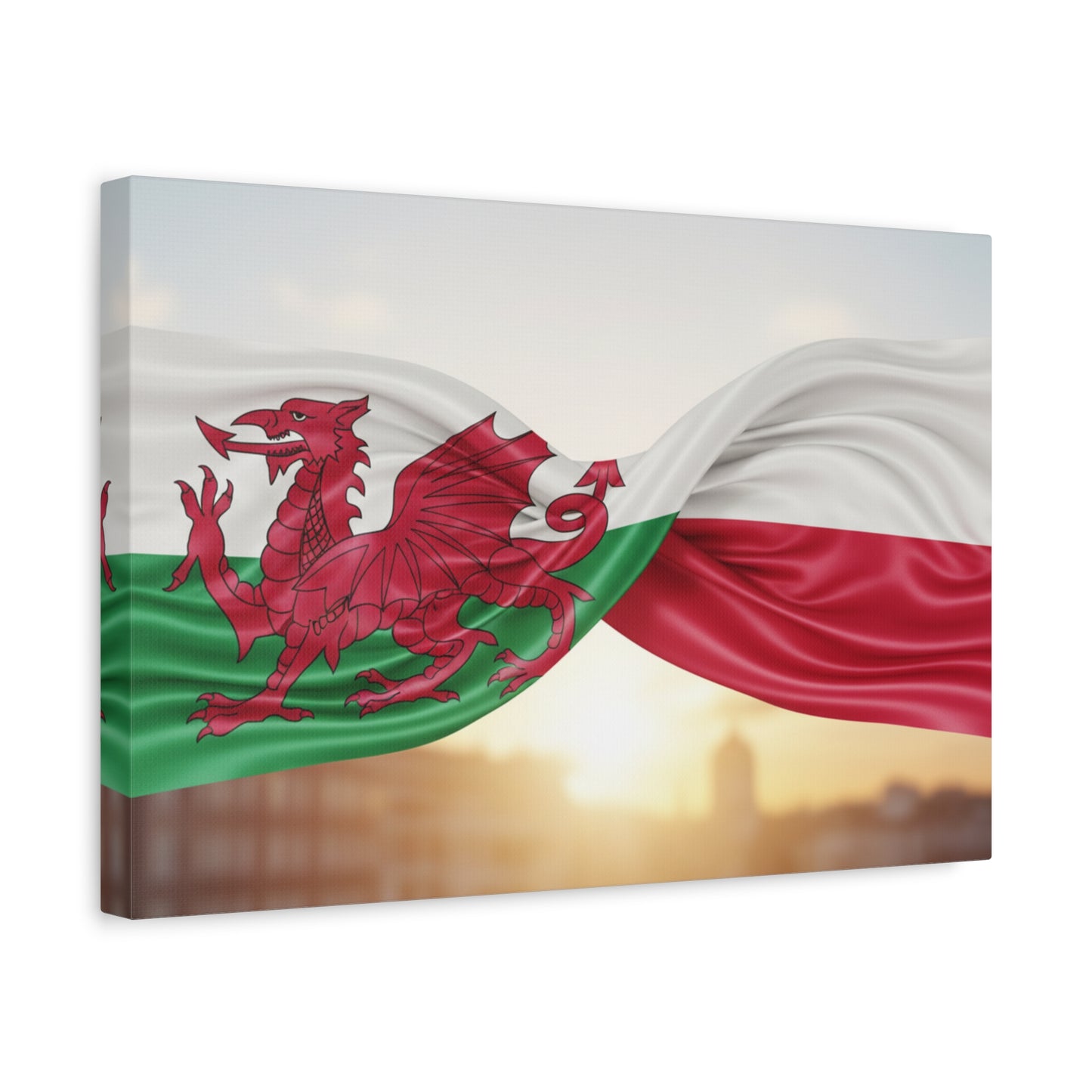 Welsh & Polish Flag Canvas Print — Stretched Matte Wall Art