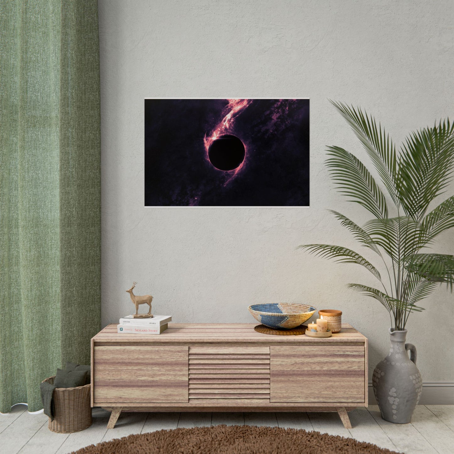 Space Eclipse Neon Black Hole Poster — Rolled Wall Art