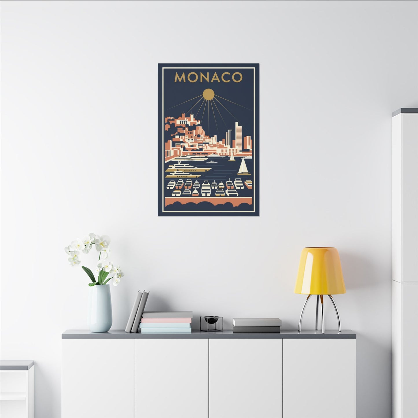 Monaco Harbour Vintage Travel Poster Canvas