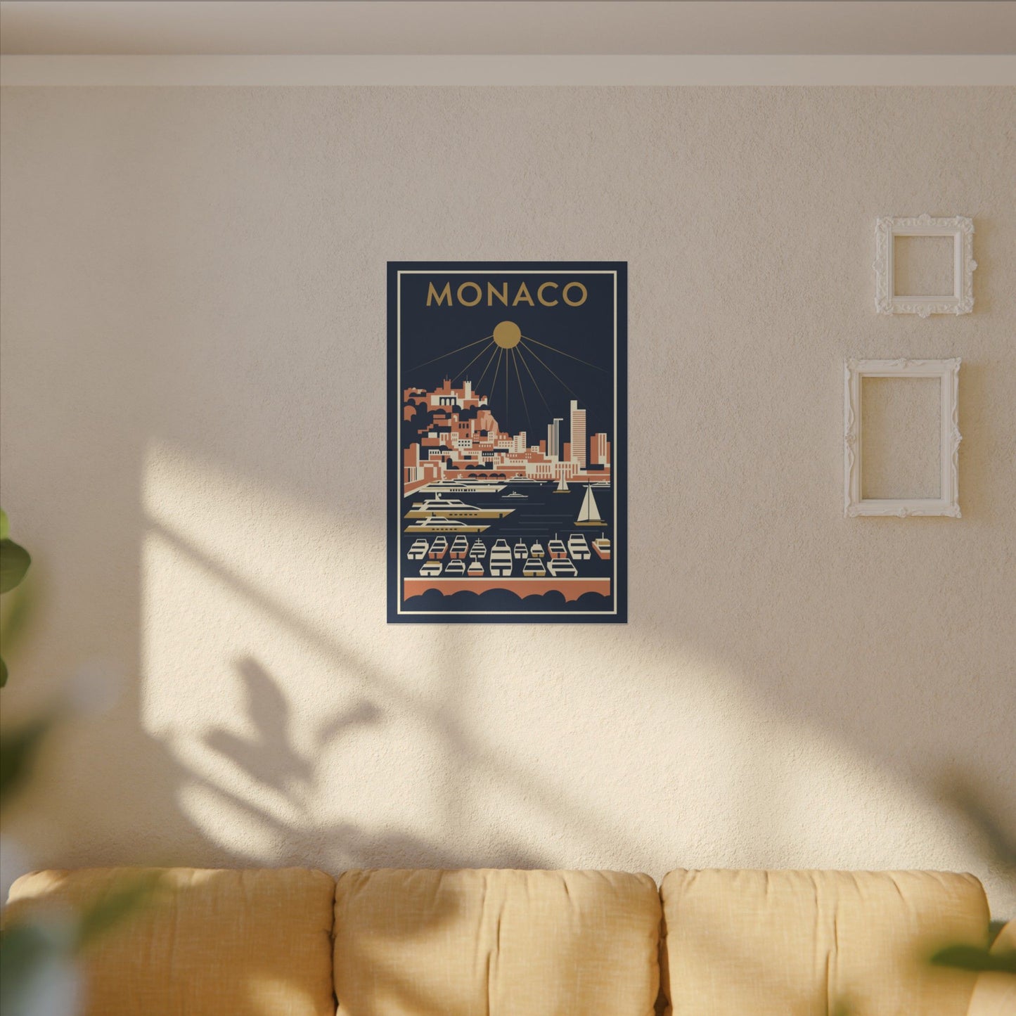 Monaco Harbour Vintage Travel Poster Canvas
