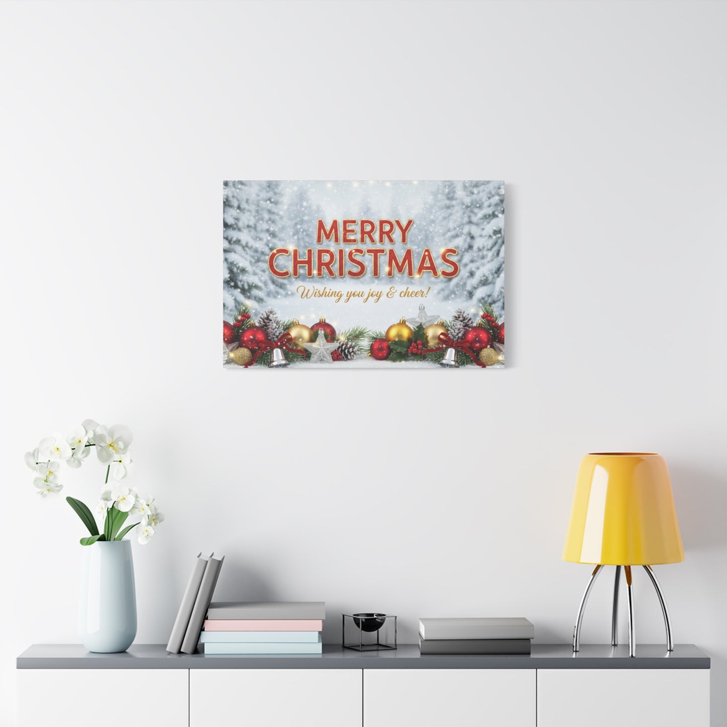 Christmas Canvas Wall Art — "Merry Christmas, Wishing You Joy & Cheer"