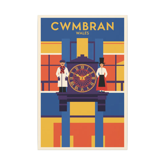 Cwmbran Wales Vintage Clock Tower Matte Canvas Print