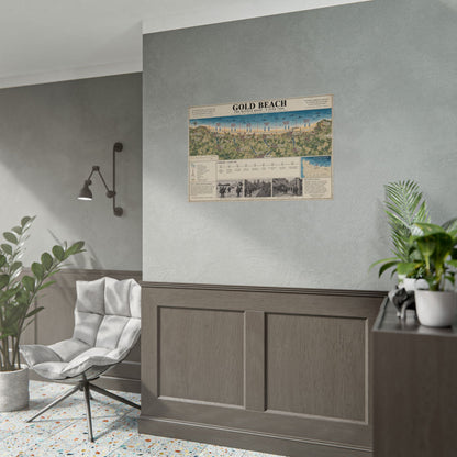 Gold Beach D-Day Map Poster — Rolled Historical Print (6 June 1944 Timeline & Photographs)