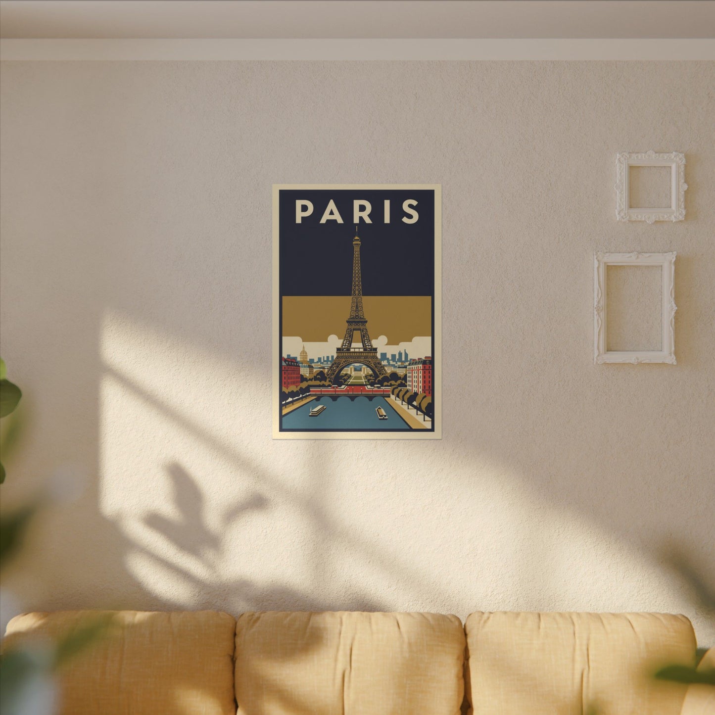 Paris Vintage Eiffel Tower Matte Canvas Wall Art Stretched Travel Poster