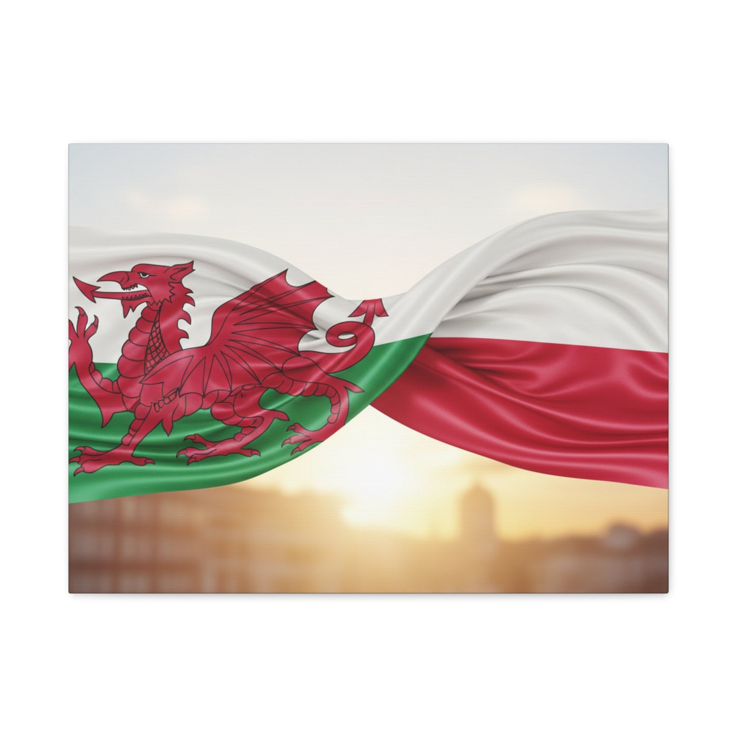 Welsh & Polish Flag Canvas Print — Stretched Matte Wall Art