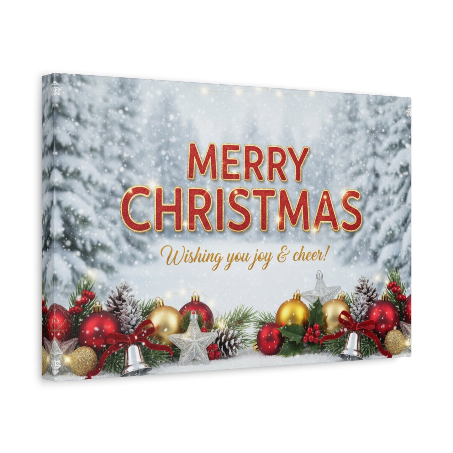 Christmas Canvas Wall Art — "Merry Christmas, Wishing You Joy & Cheer"