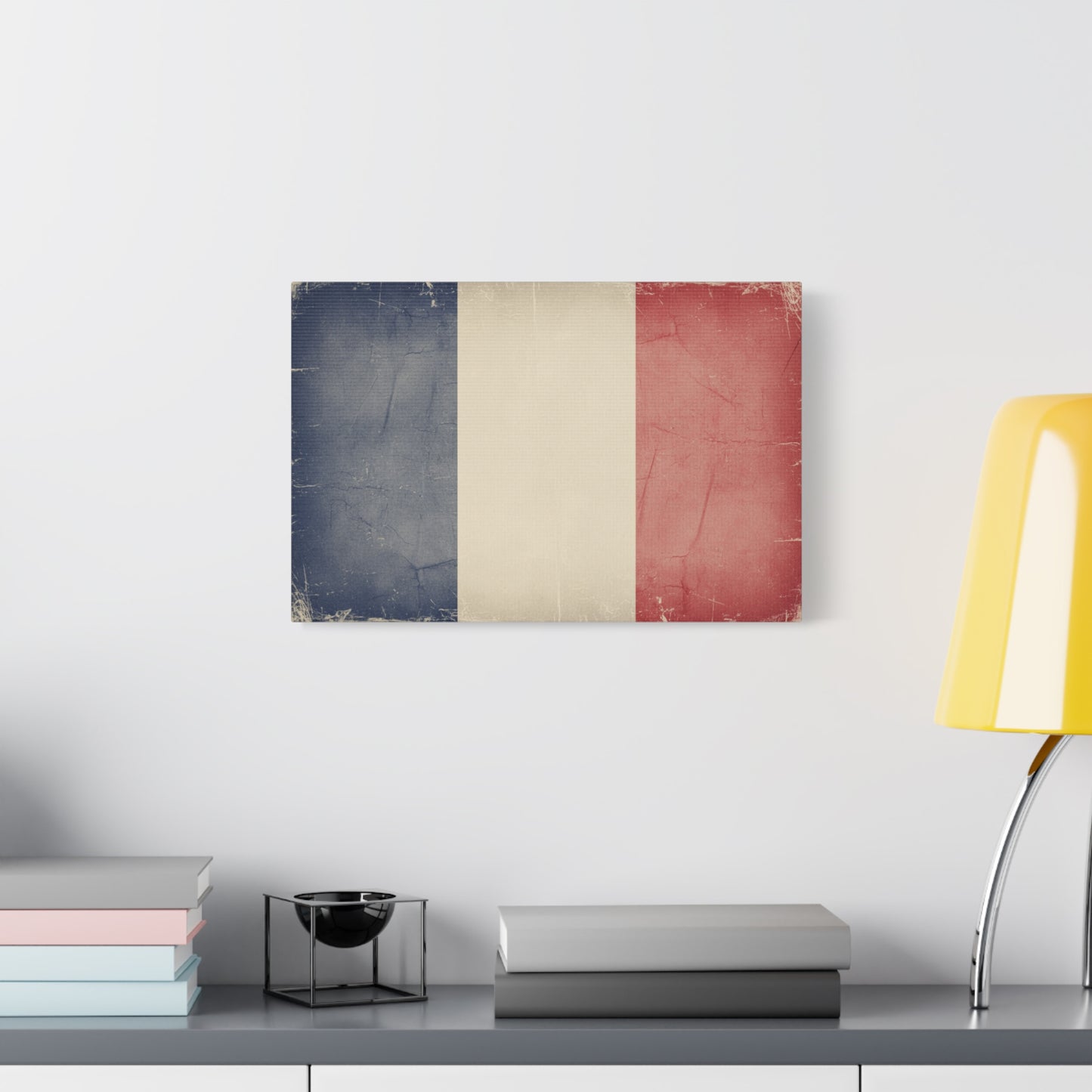 French Flag Vintage Canvas Print — Matte Stretched Wall Art