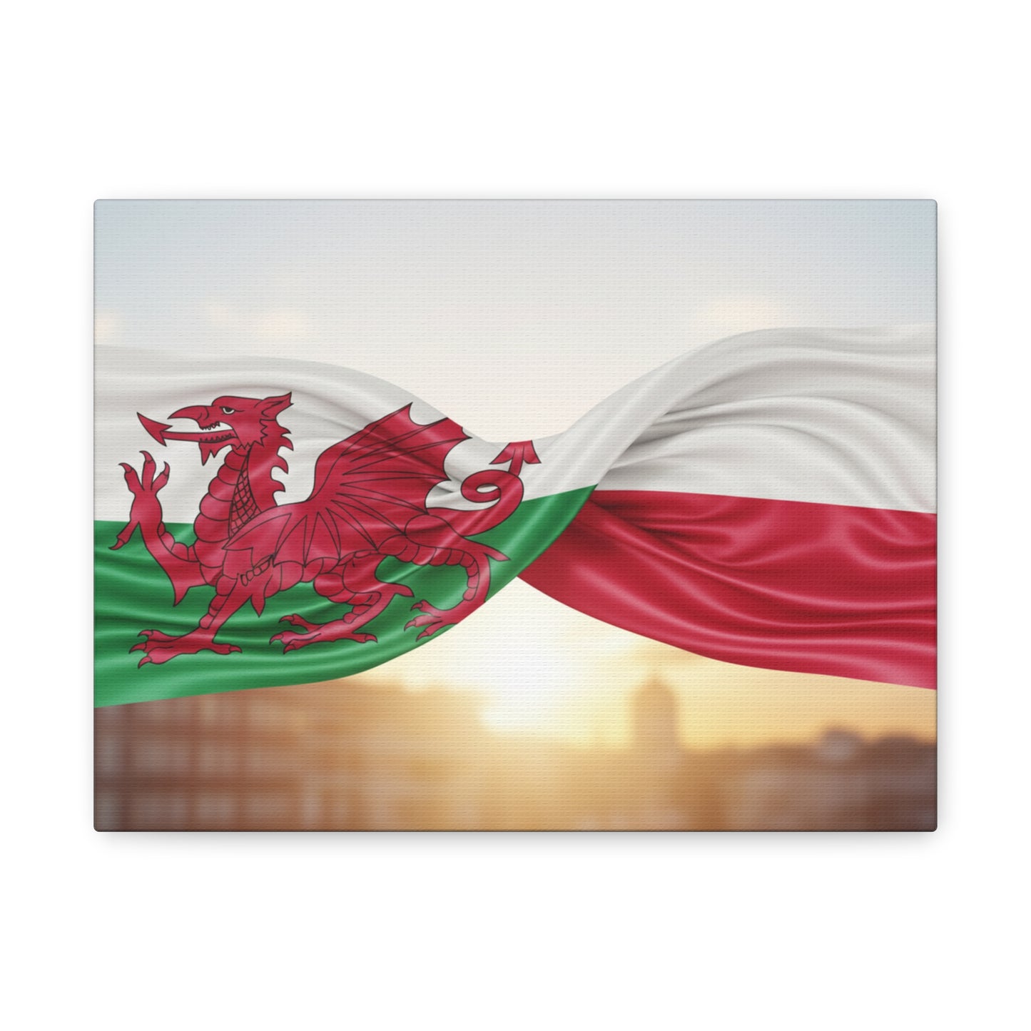 Welsh & Polish Flag Canvas Print — Stretched Matte Wall Art