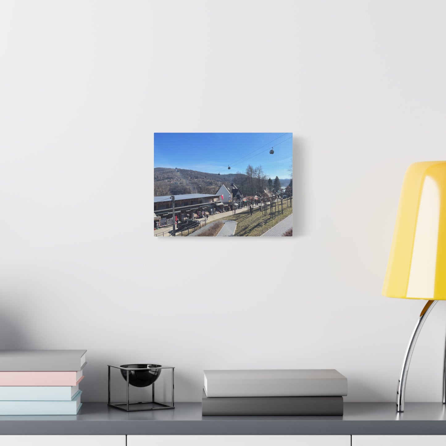 Resort Gondola Matte Canvas Wall Art — Mountain Village Landscape Print