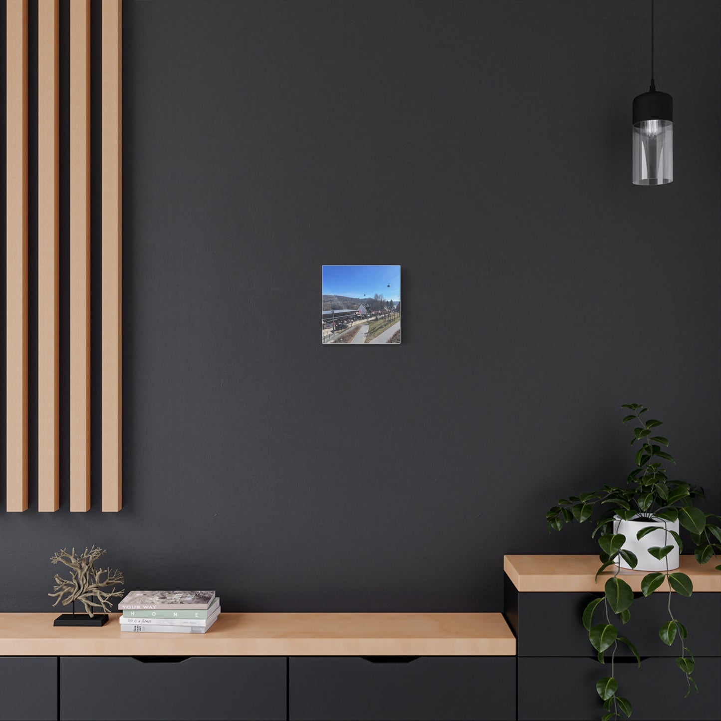 Resort Gondola Matte Canvas Wall Art — Mountain Village Landscape Print