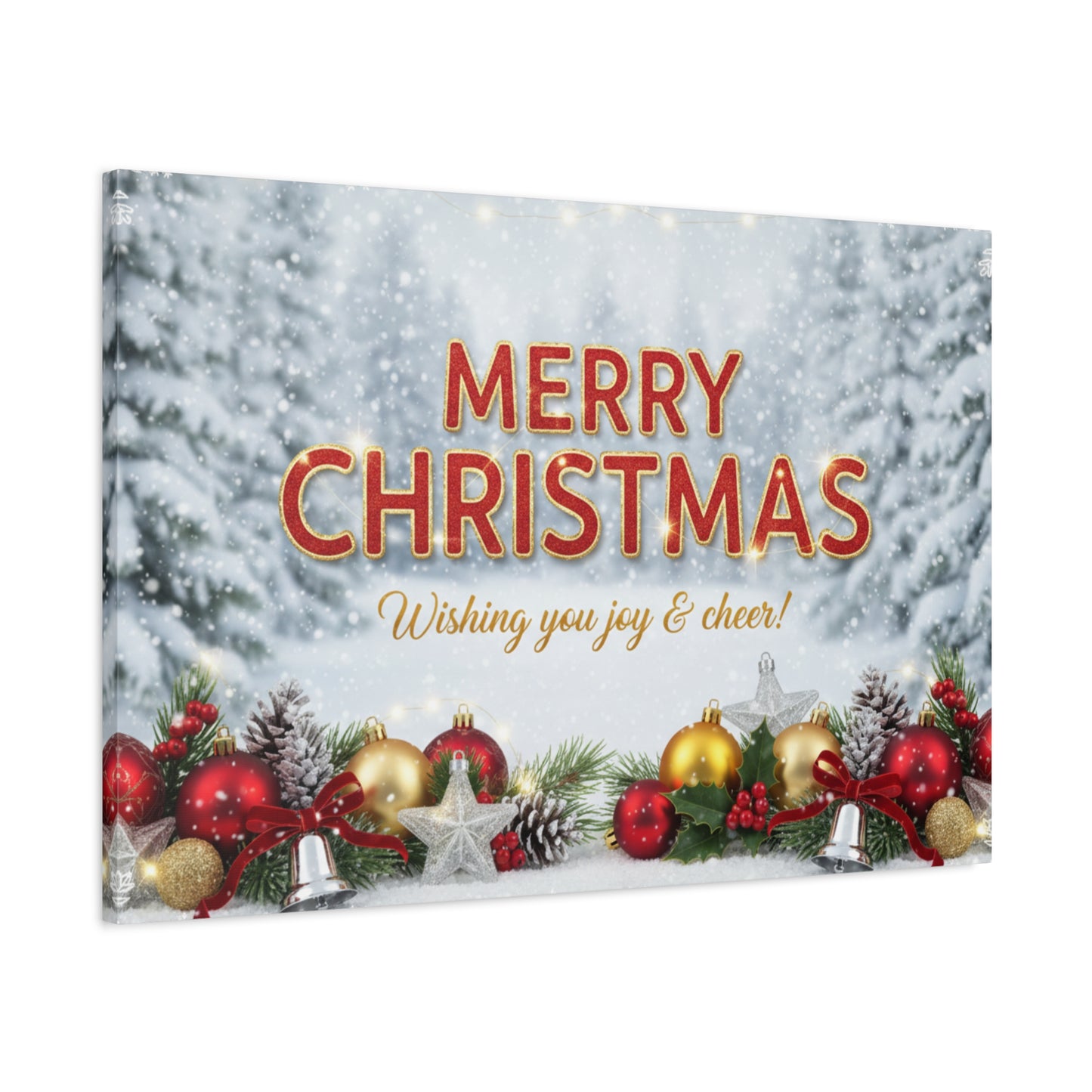 Christmas Canvas Wall Art — "Merry Christmas, Wishing You Joy & Cheer"