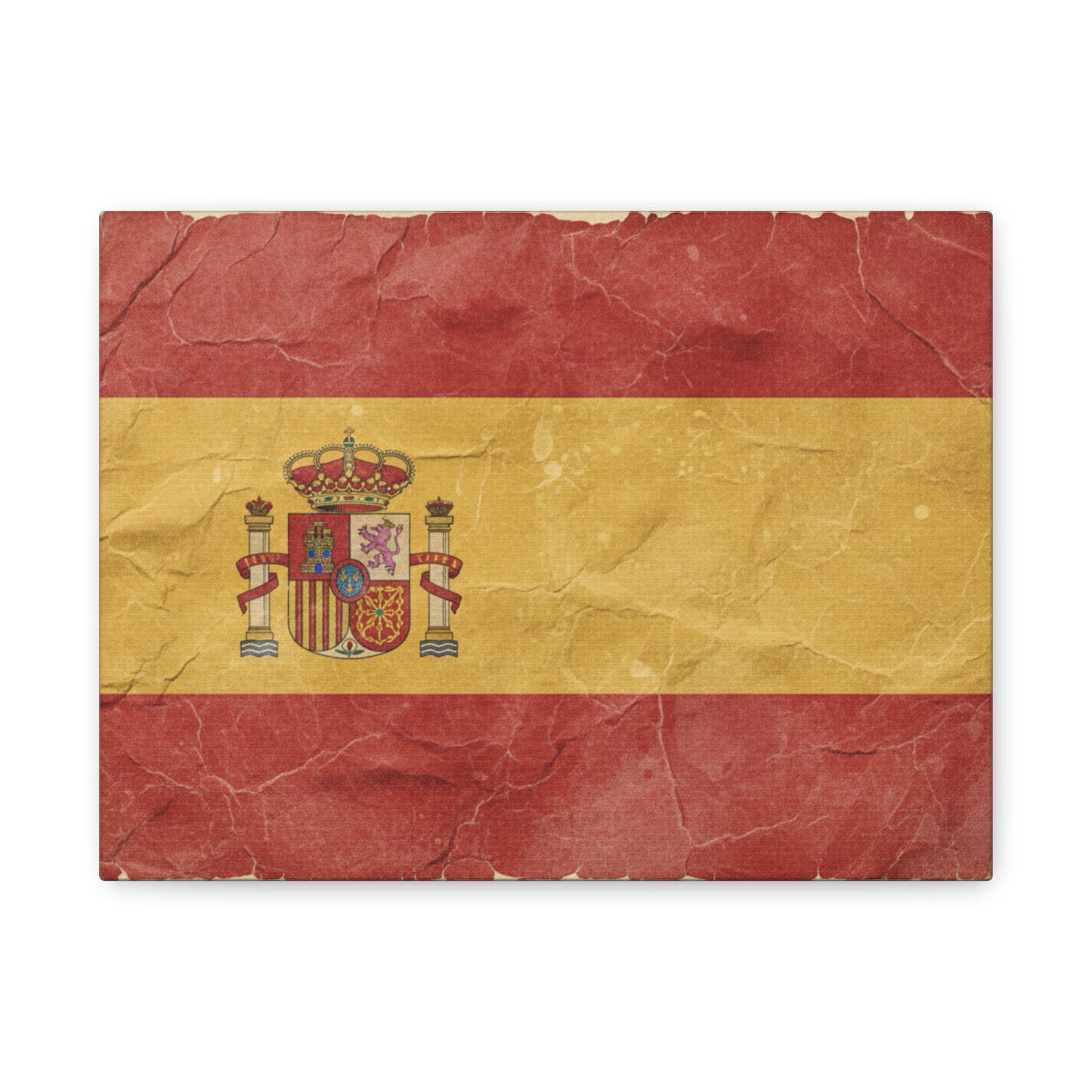Spanish Flag Vintage Canvas Print — Matte Stretched Wall Art