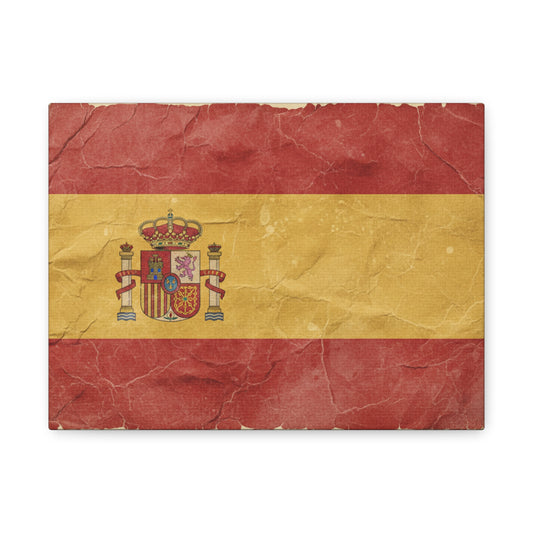 Spanish Flag Vintage Canvas Print — Matte Stretched Wall Art