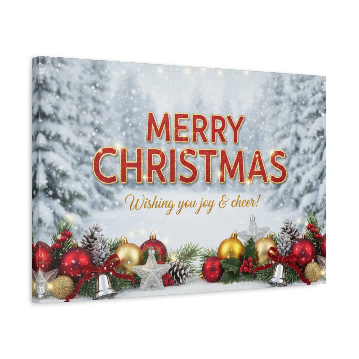 Christmas Canvas Wall Art — "Merry Christmas, Wishing You Joy & Cheer"