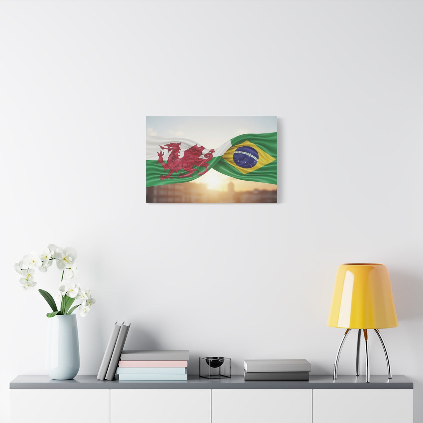 Wales × Brazil Flag Canvas Print — Stretched Matte Wall Art