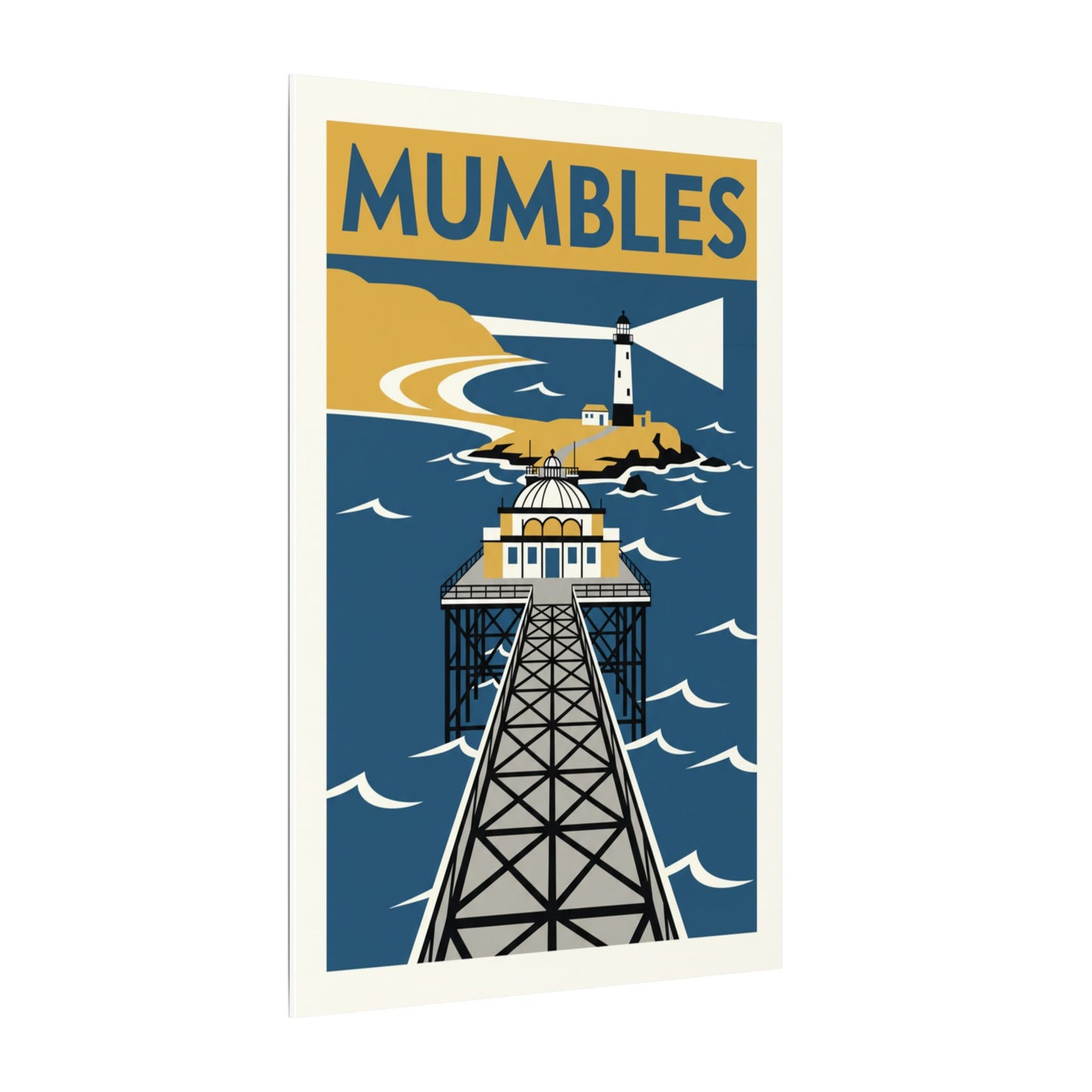 Mumbles Pier Lighthouse Vintage Travel Canvas