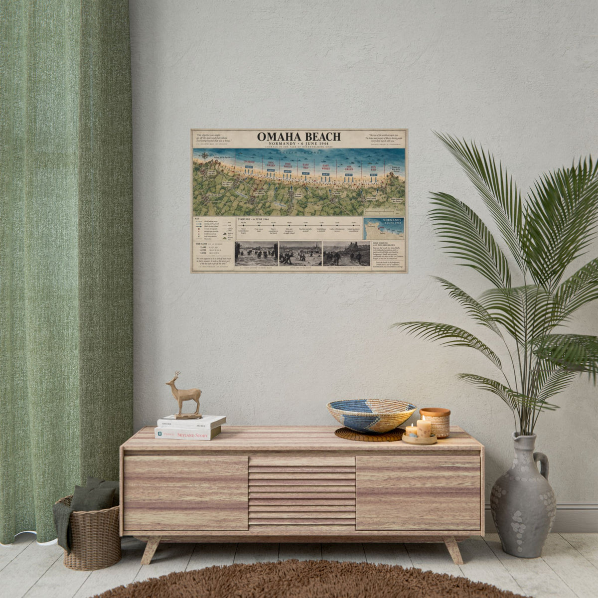 Omaha Beach D-Day Map Poster — Rolled Historical Print