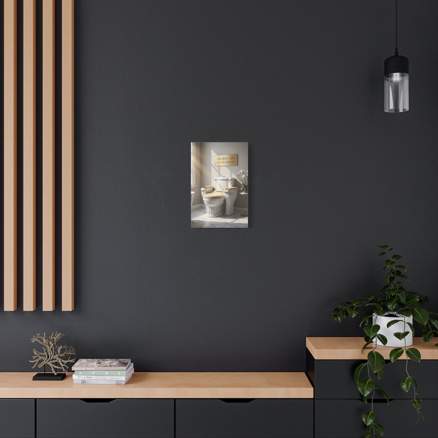 Bathroom Canvas Wall Art — "The Best Seat in the House" Decorative Stretched Canvas