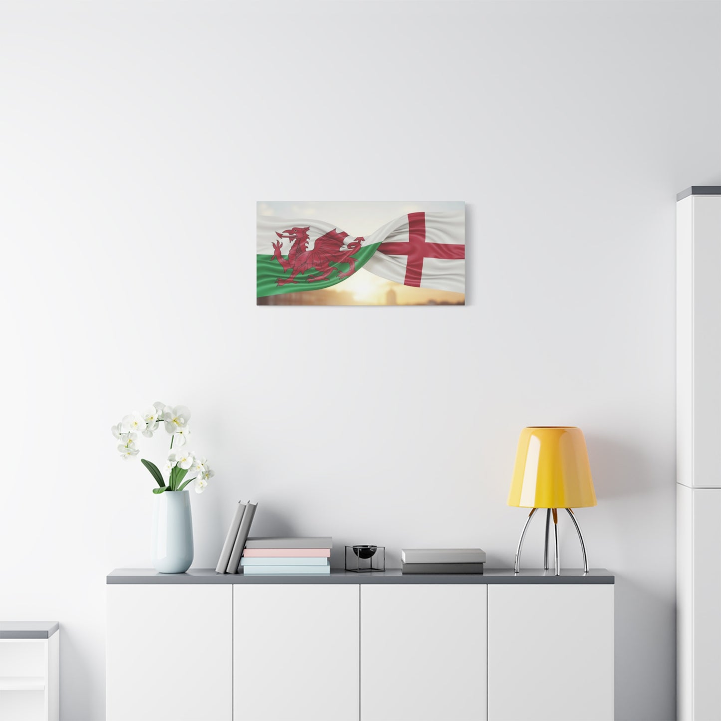 Welsh Dragon & St George Cross Matte Stretched Wall Art