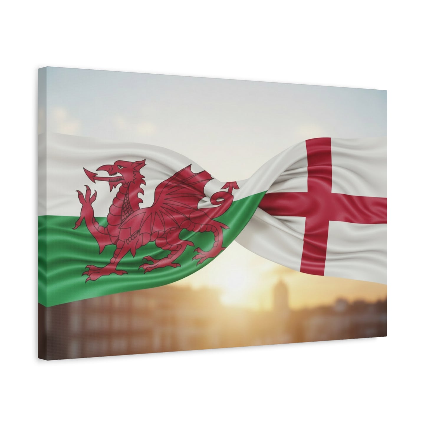 Welsh Dragon & St George Cross Matte Stretched Wall Art