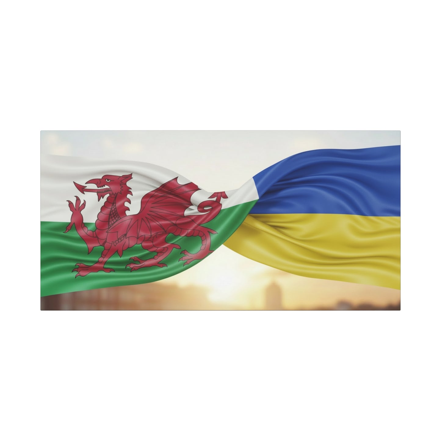 Wales and Ukraine Flags Matte Canvas Print — Stretched Wall Art