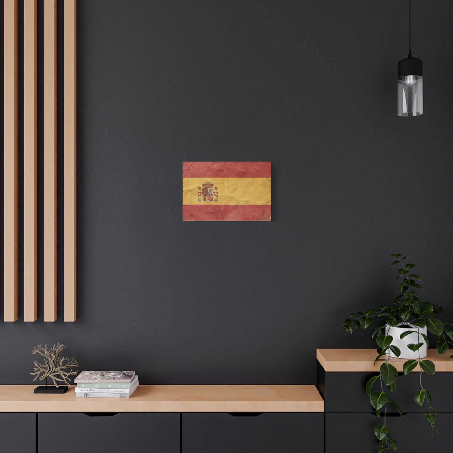 Spanish Flag Vintage Canvas Print — Matte Stretched Wall Art