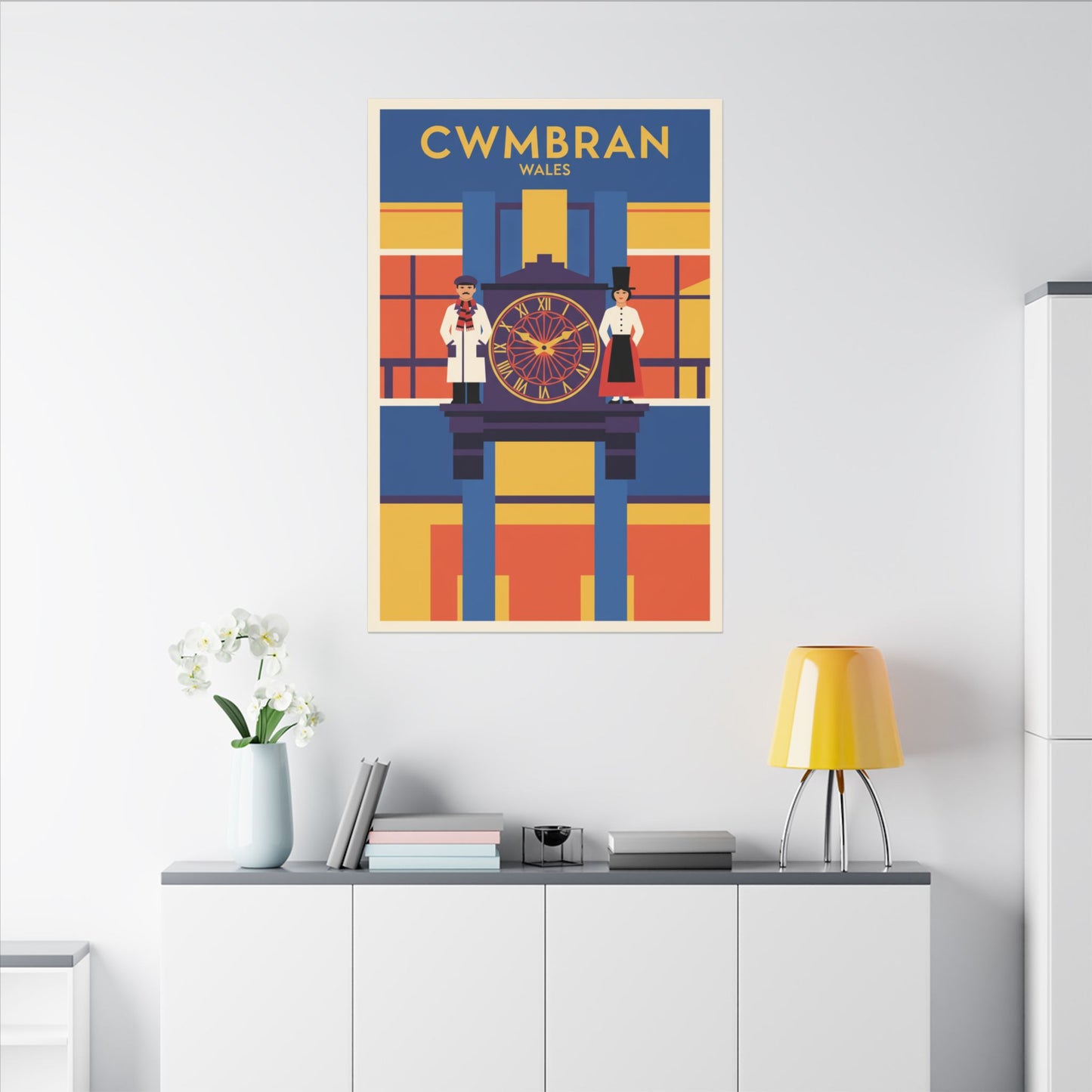 Cwmbran Wales Vintage Clock Tower Matte Canvas Print