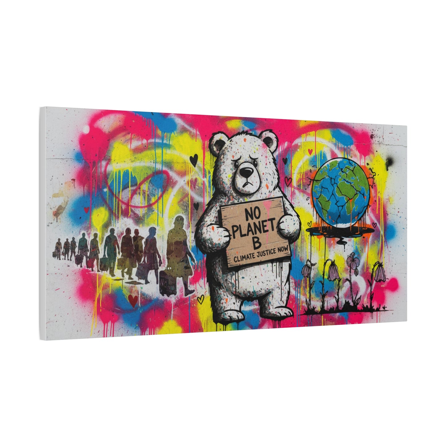 No Planet B Polar Bear Matte Canvas Wall Art — Climate Justice Stretched Canvas