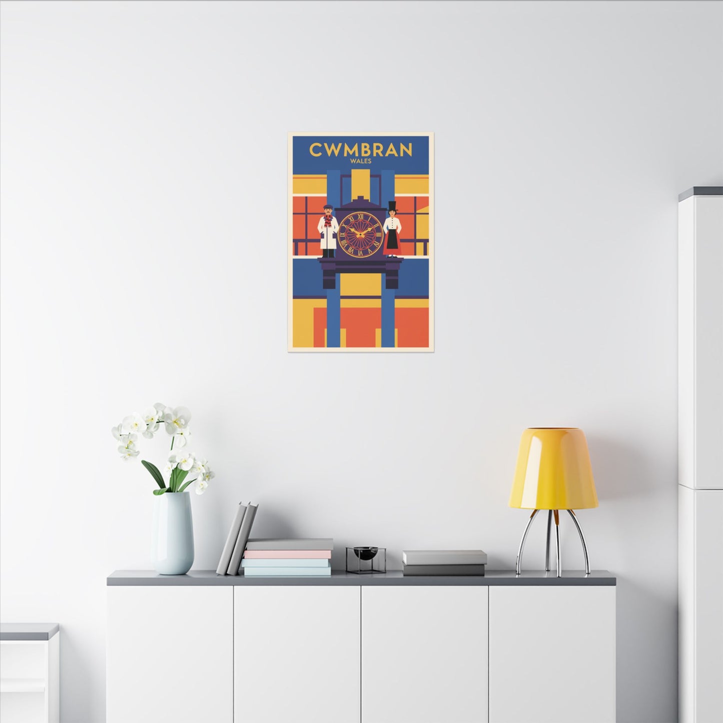 Cwmbran Wales Vintage Clock Tower Matte Canvas Print