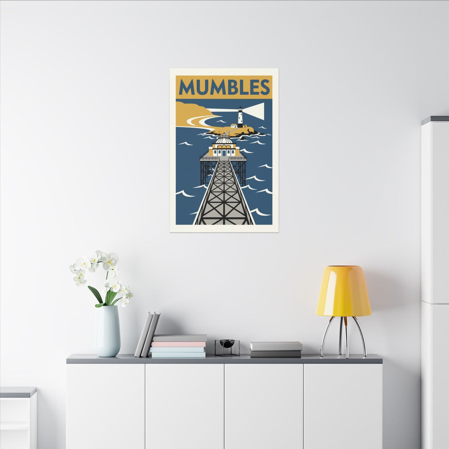 Mumbles Pier Lighthouse Vintage Travel Canvas