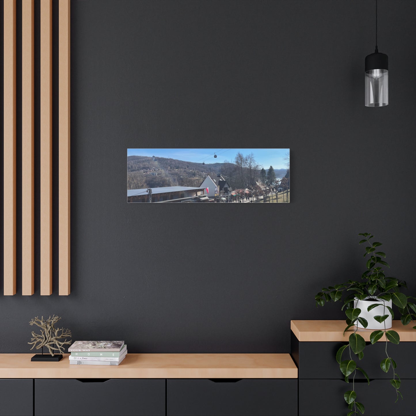 Resort Gondola Matte Canvas Wall Art — Mountain Village Landscape Print
