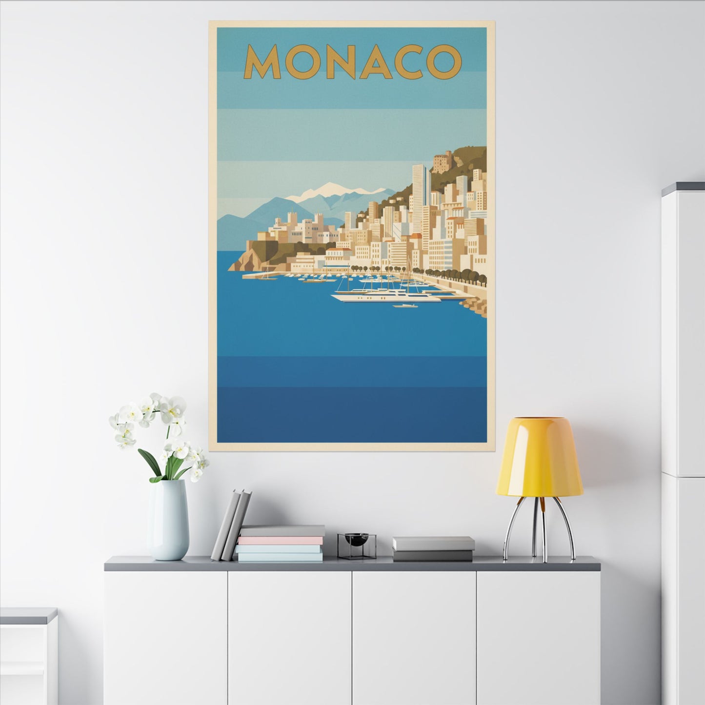 Monaco Coastal Vintage Travel Canvas Print