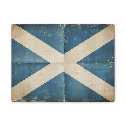 Scotland Flag Vintage Canvas Print — Distressed Saltire Wall Art