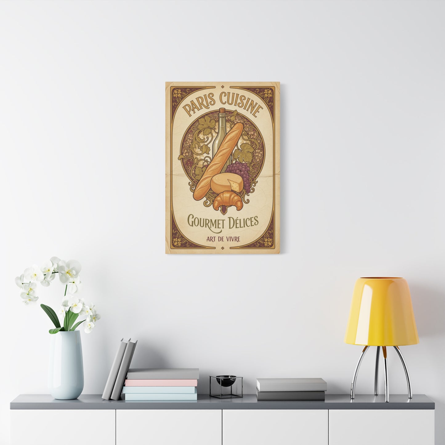 Paris Cuisine Matte Canvas Print - 'Gourmet Délices' Vintage French Kitchen Wall Art