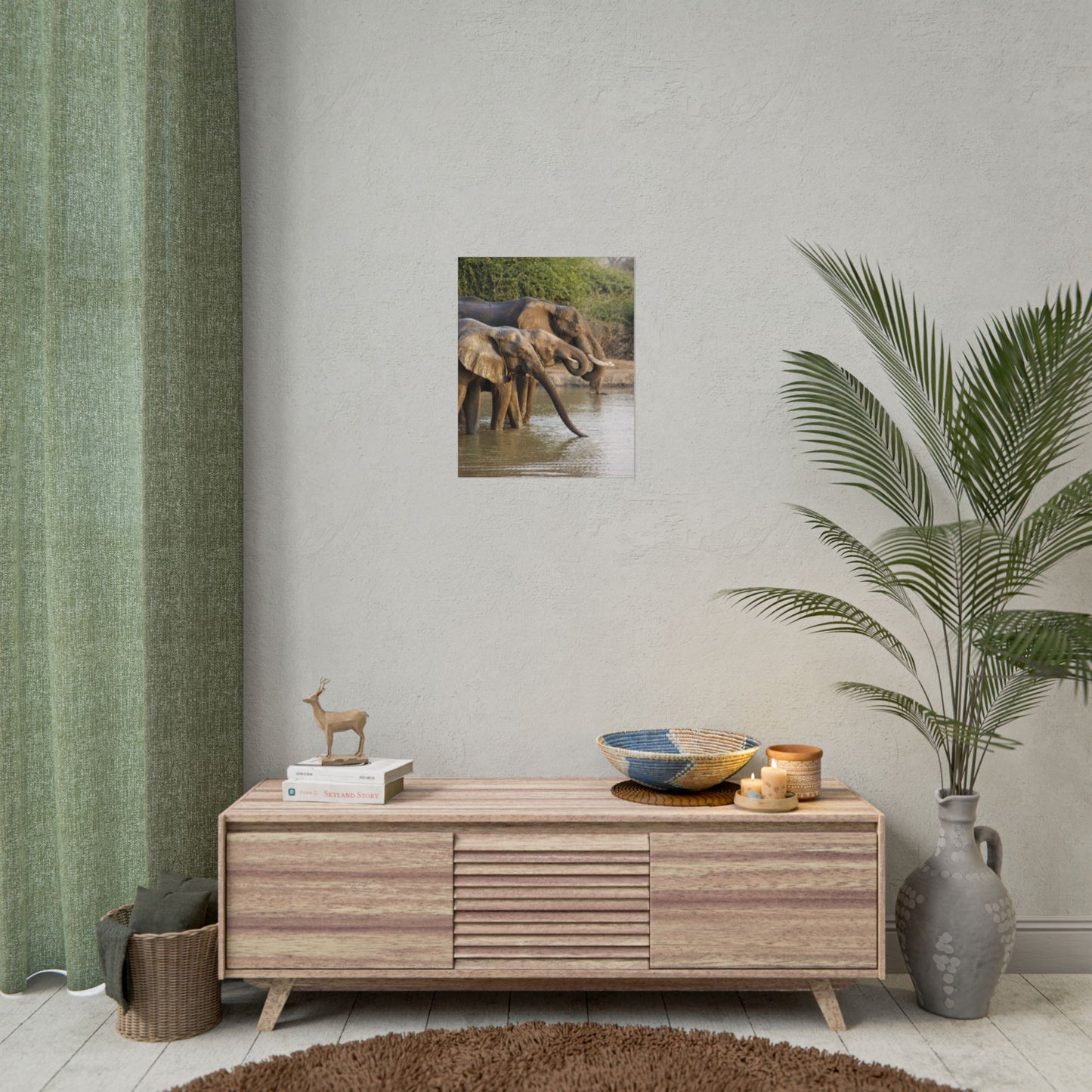 Elephant Herd Rolled Poster — Wildlife Photography Wall Art