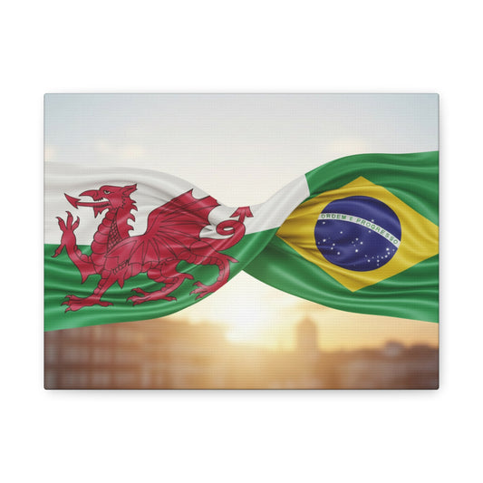 Wales × Brazil Flag Canvas Print — Stretched Matte Wall Art
