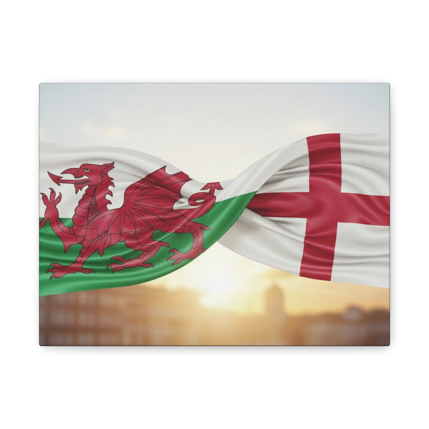Welsh Dragon & St George Cross Matte Stretched Wall Art