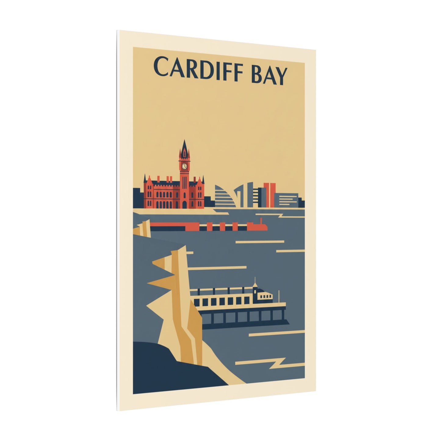 Cardiff Bay view from Penarth Retro Travel Poster Canvas