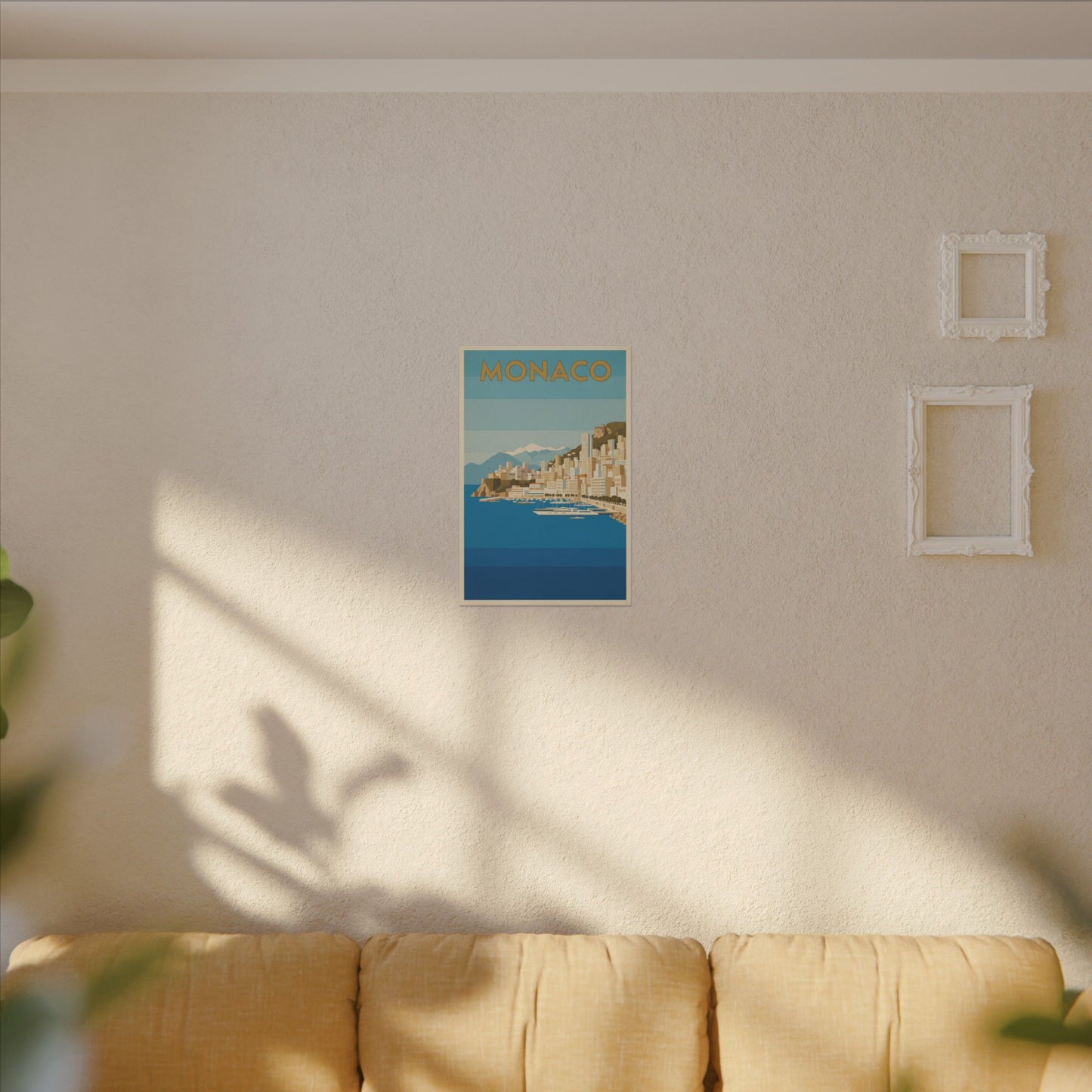 Monaco Coastal Vintage Travel Canvas Print