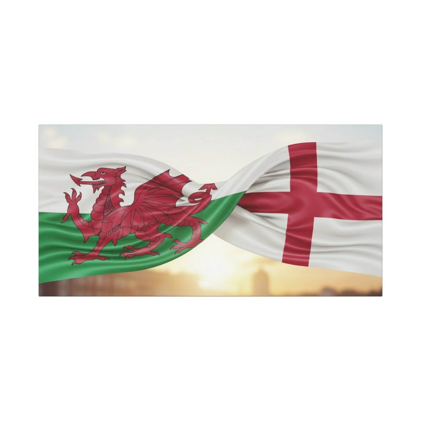 Welsh Dragon & St George Cross Matte Stretched Wall Art