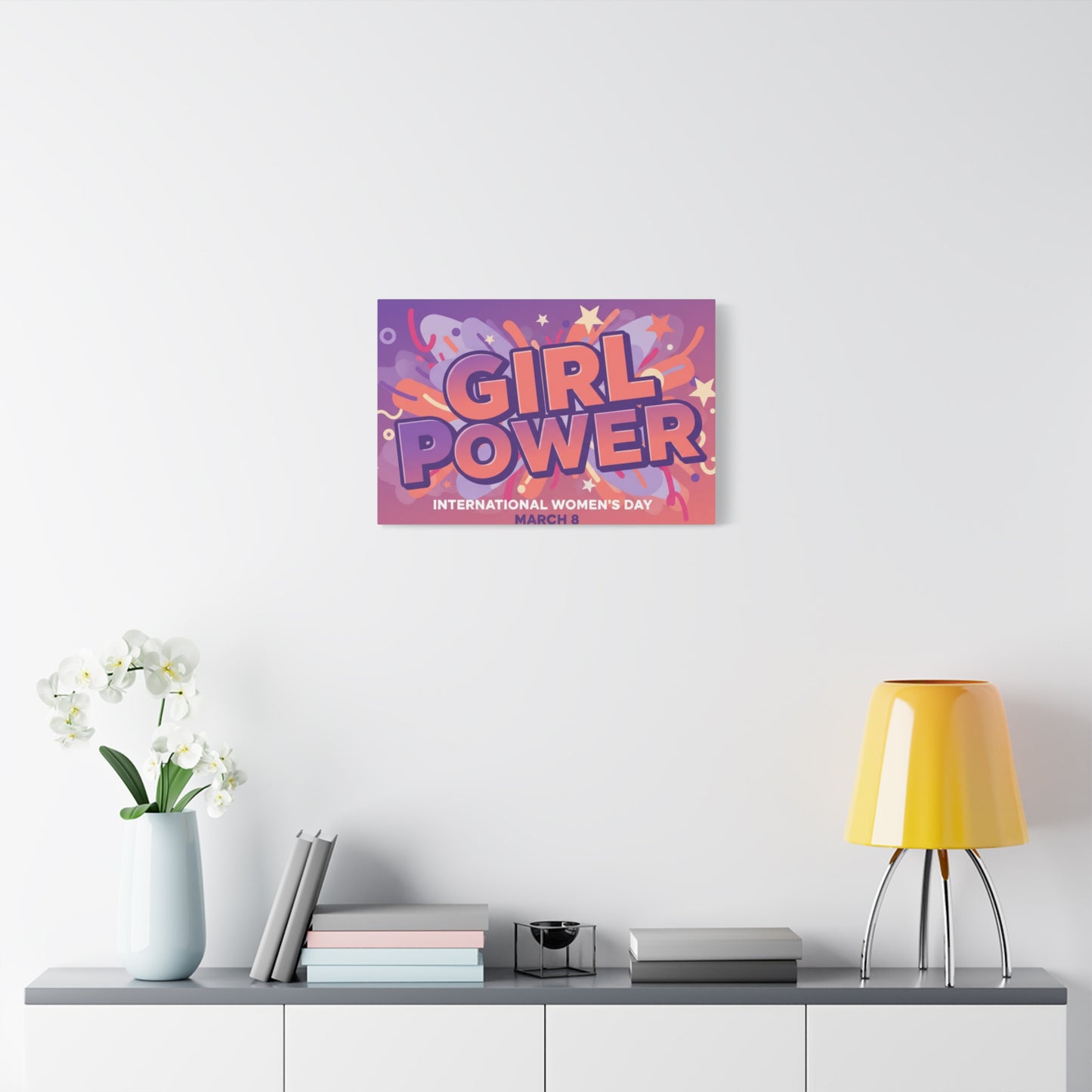 Girl Power Matte Canvas Print — International Women's Day March 8 Wall Art