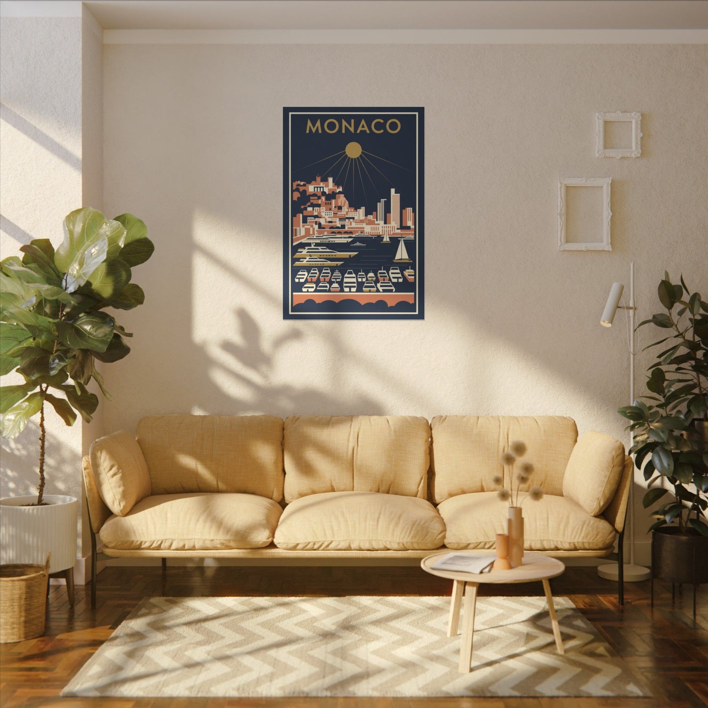 Monaco Harbour Vintage Travel Poster Canvas