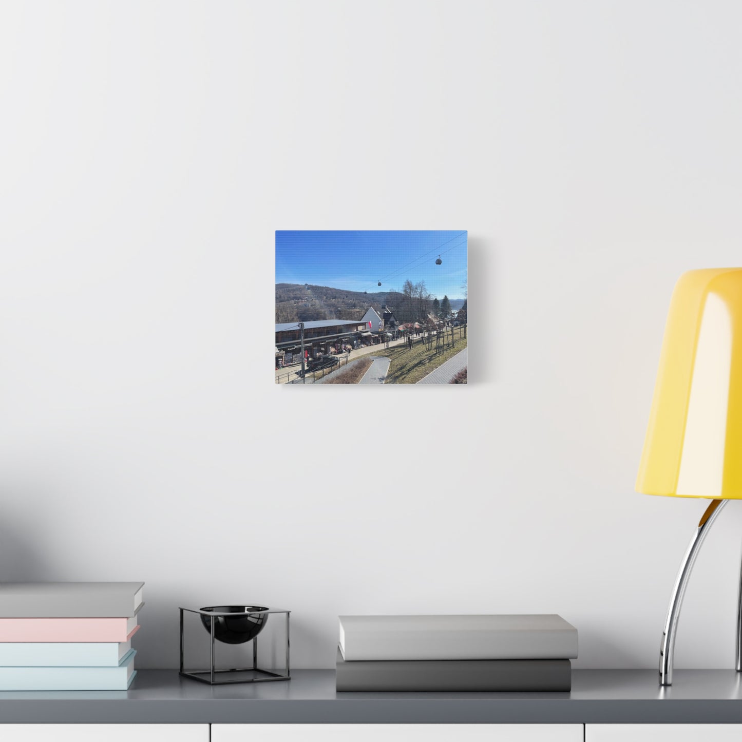 Resort Gondola Matte Canvas Wall Art — Mountain Village Landscape Print