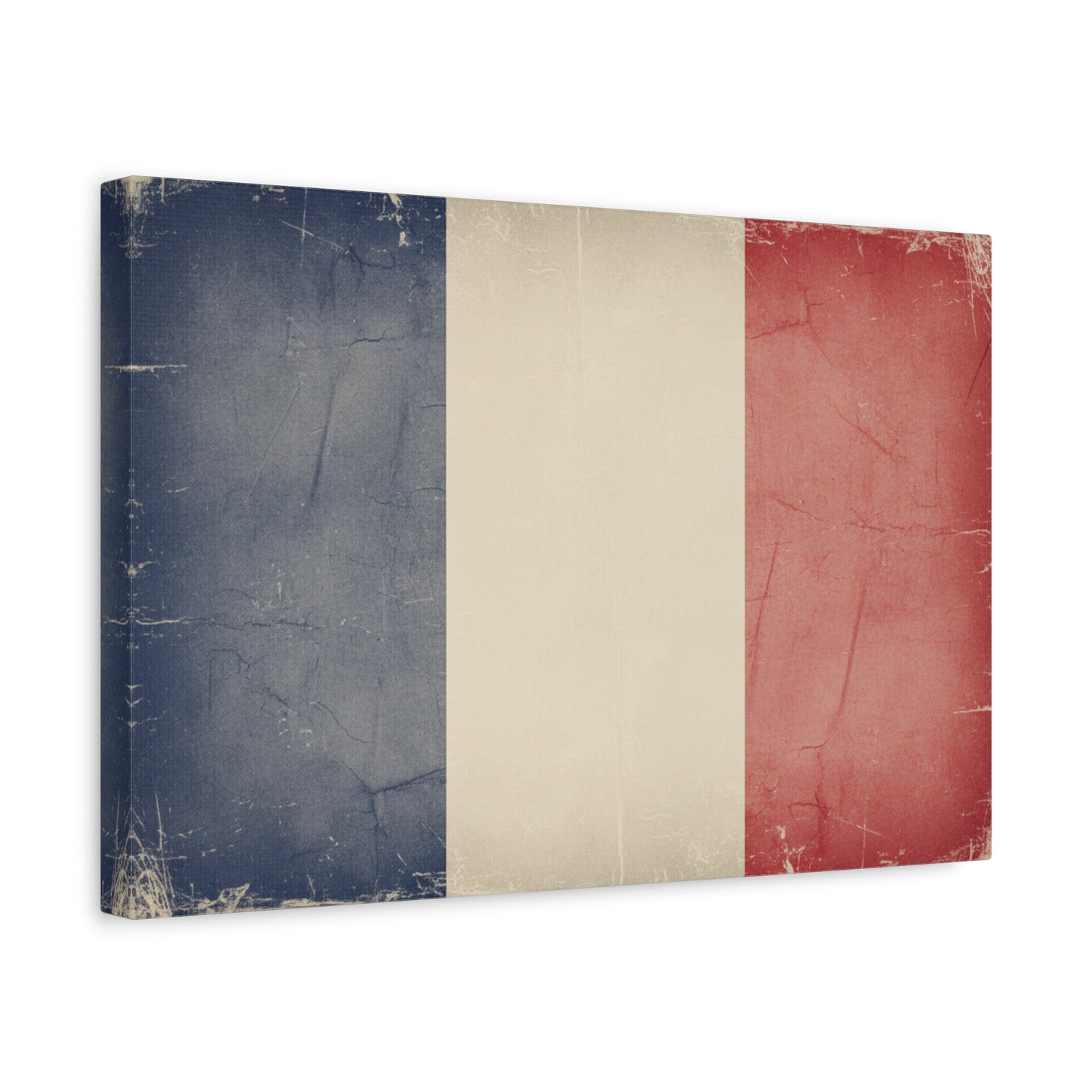 French Flag Vintage Canvas Print — Matte Stretched Wall Art