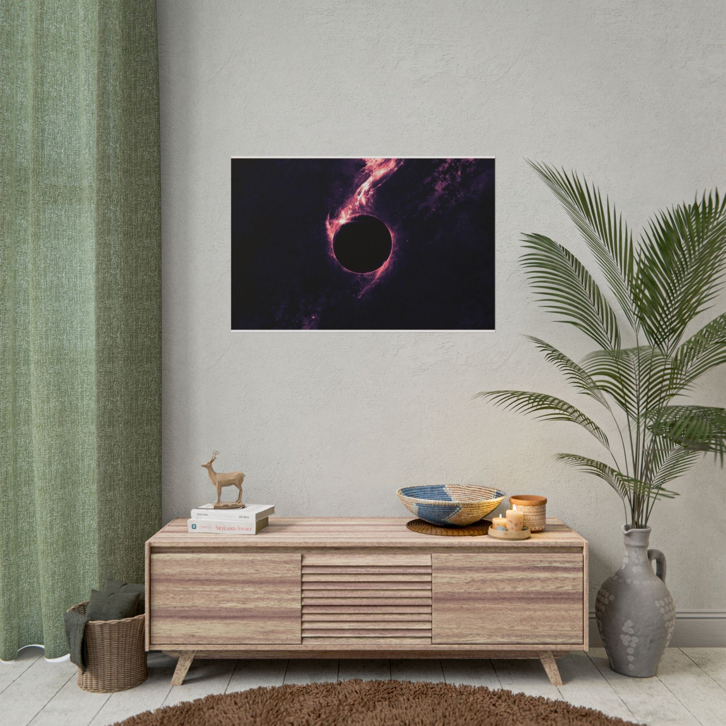 Space Eclipse Neon Black Hole Poster — Rolled Wall Art